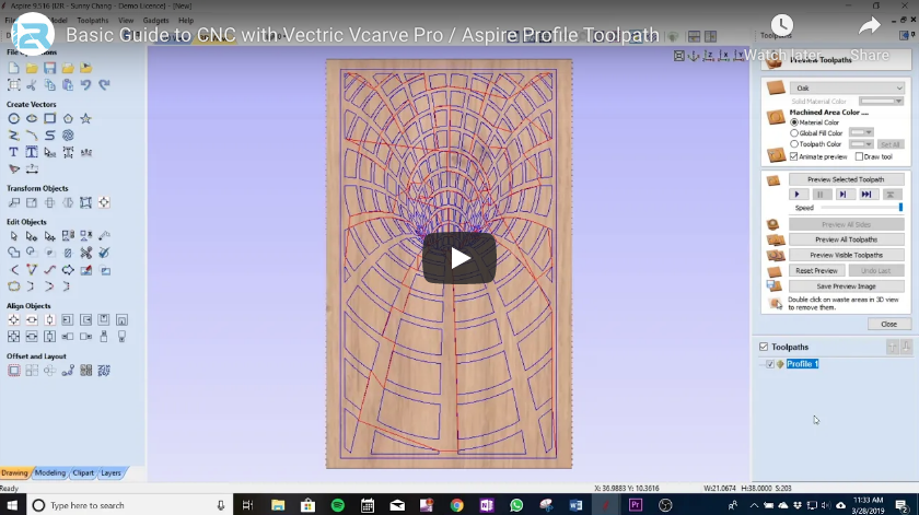 Basic Guide to CNC with Vectric Vcarve Pro / Aspire Profile Toolpath
