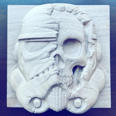 CNC Carving Wooden 3D Stormtrooper Skull