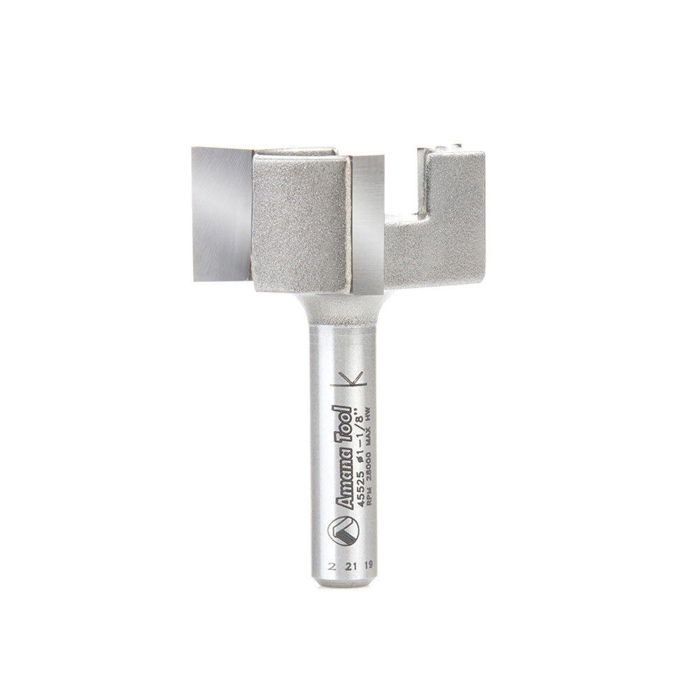 45525 Carbide Tipped Spoilboard Surfacing Rabbeting Flycutter Slab Leveler Surface Planer Flattening 1-1/8 Dia x 1/2 x 1/4 Inch Shank Router Bit