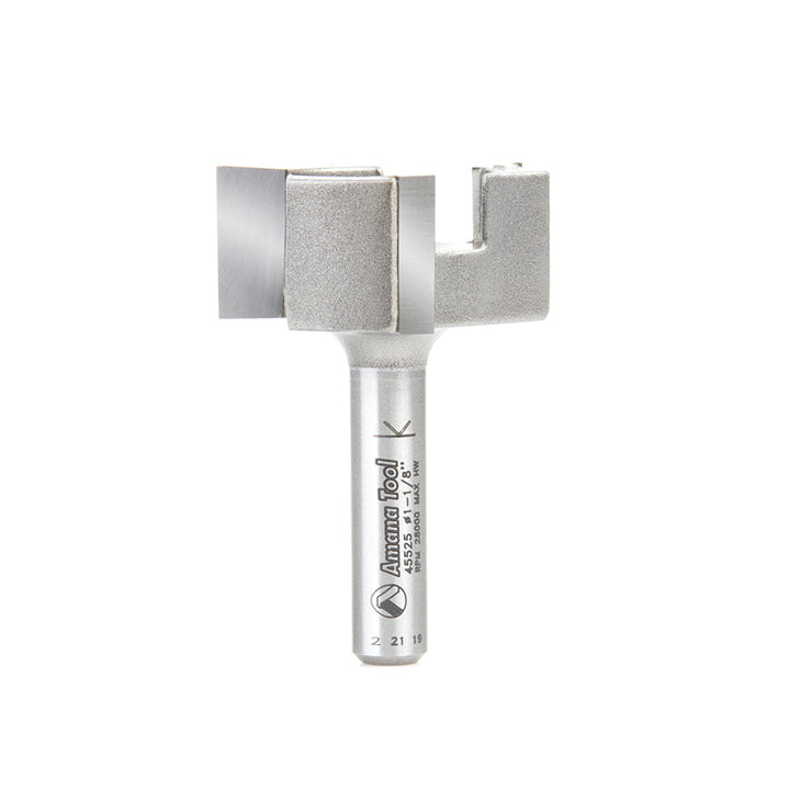 45525 Carbide Tipped Spoilboard Surfacing Rabbeting Flycutter Slab Leveler Surface Planer Flattening 1-1/8 Dia x 1/2 x 1/4 Inch Shank Router Bit