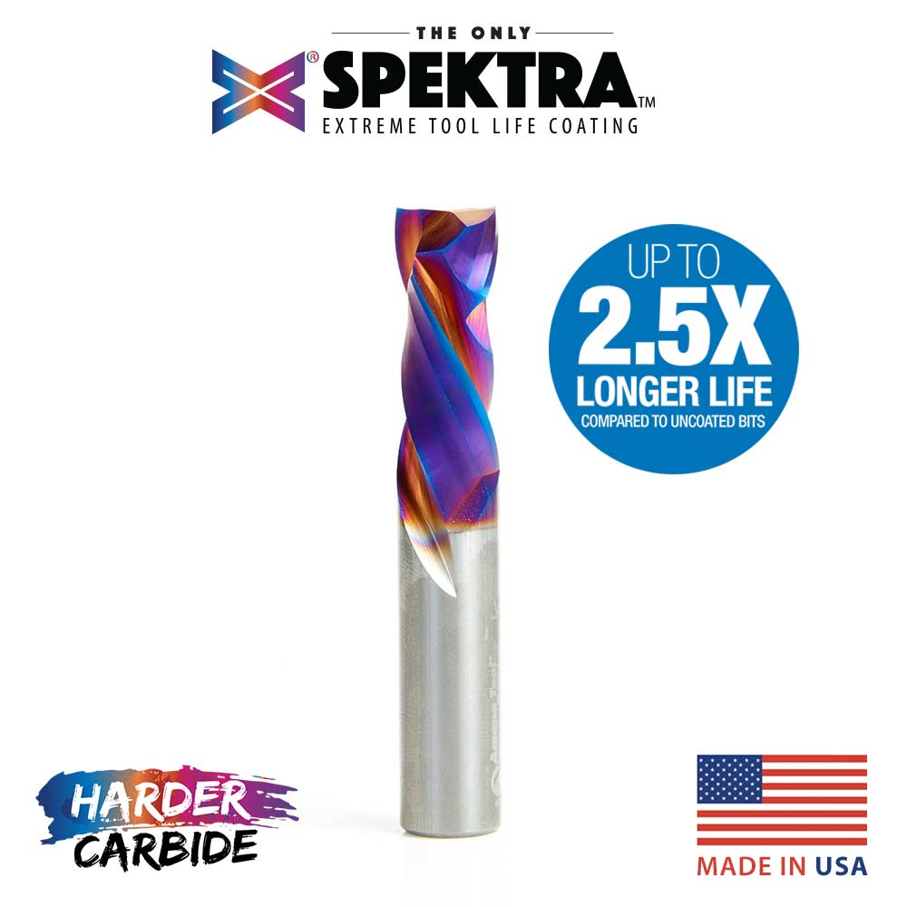 46188-K CNC Solid Carbide Spektra™ Extreme Tool Life Coated Compression Spiral 1/2 Dia x 1-1/4 x 1/2 Inch Shank