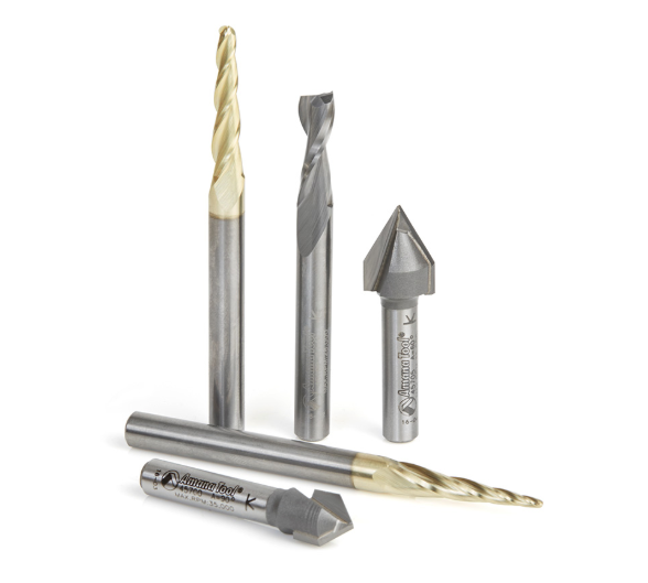 AMS-127 5 Pc Starter Engraving CNC Router Bit Collection 1/4 Inch Shank