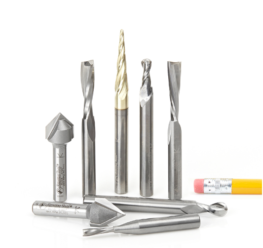 AMS-134 8 Pc General Purpose CNC Router Bit Collection 1/4 Inch Shank