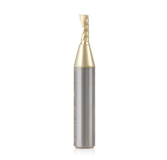 51373-Z Solid Carbide CNC Spiral O Flute Aluminum Cutting 1/8 Dia x 5/16 x 1/4 Shank Up Cut ZrN Coated Router Bit