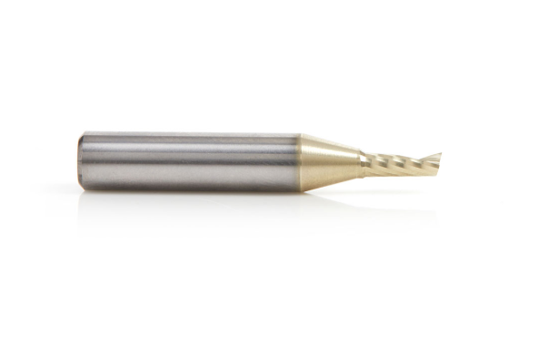 51373-Z Solid Carbide CNC Spiral O Flute Aluminum Cutting 1/8 Dia x 5/16 x 1/4 Shank Up Cut ZrN Coated Router Bit