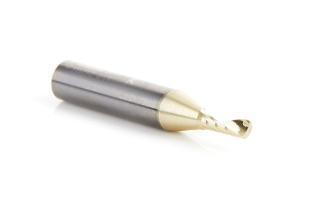 51373-Z Solid Carbide CNC Spiral O Flute Aluminum Cutting 1/8 Dia x 5/16 x 1/4 Shank Up Cut ZrN Coated Router Bit