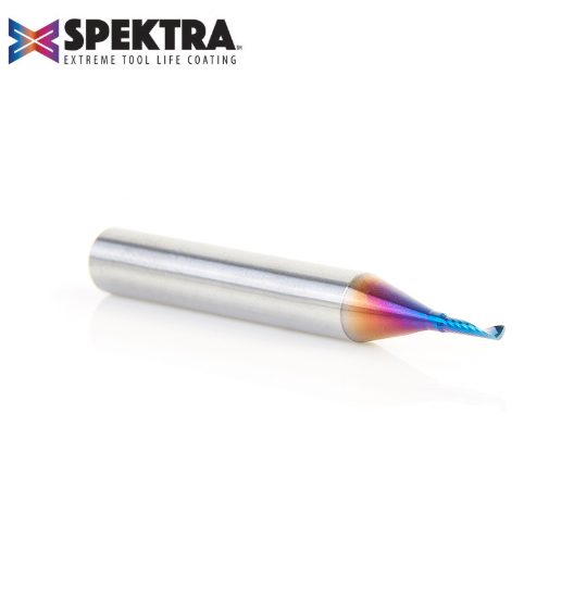 51441-K Solid Carbide CNC Spektra™ Extreme Tool Life Coated Spiral O Single Flute Plastic Cutting 1/16 Dia x 1/4 x 1/4 Shank x 2 Inch Long Up Cut Router Bit