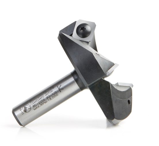 RC-2255 CNC Insert Carbide 3 Wing Flute Heavy Duty Spoilboard Plunging Surfacing Planing Flycutter Slab Leveler 2-1/2 Dia x 53/64 x 1/2 Shank Router Bit