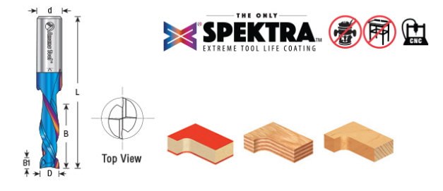 48309-K CNC SC Spektra™ Coated Compression Spiral 1/2 Dia x 3 x 1/2 Shank Router Bit