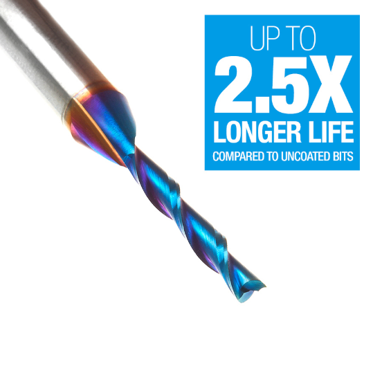 46125-K Solid Carbide Spektra™ Extreme Tool Life Coated Spiral Plunge 1/8 Dia x 13/16 x 1/4 Inch Shank Up Cut