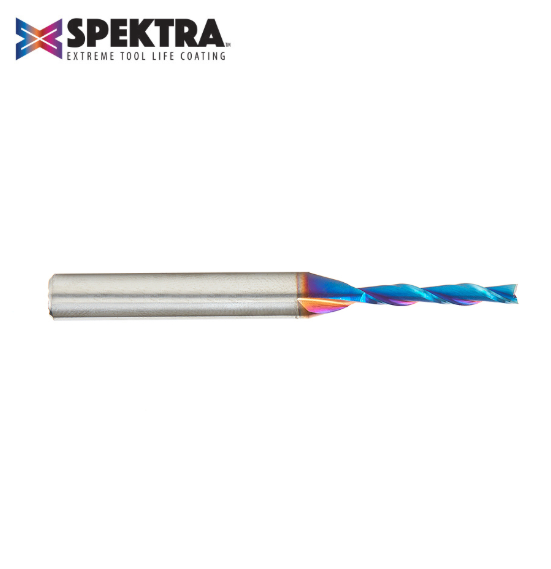 46125-K Solid Carbide Spektra™ Extreme Tool Life Coated Spiral Plunge 1/8 Dia x 13/16 x 1/4 Inch Shank Up Cut