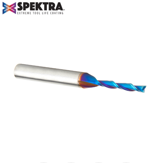 46125-K Solid Carbide Spektra™ Extreme Tool Life Coated Spiral Plunge 1/8 Dia x 13/16 x 1/4 Inch Shank Up Cut