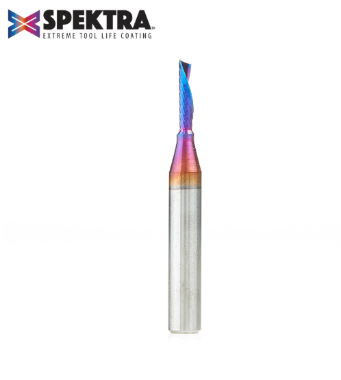 51511-K Solid Carbide CNC Spektra™ Extreme Tool Life Coated Spiral O Flute Plastic Cutting 1/8 Dia x 1/2 x 1/4 Shank Down Cut Design Router Bit