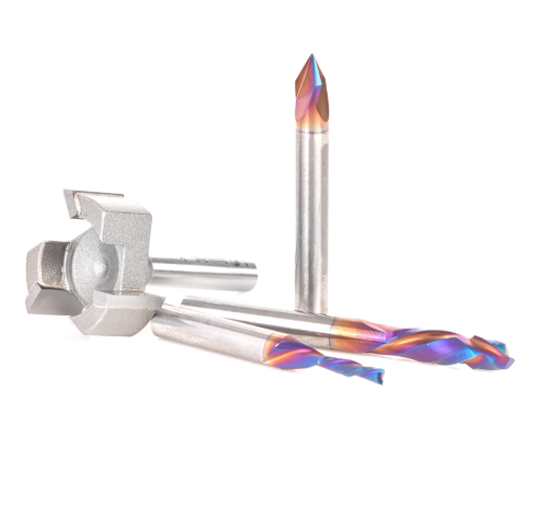 AMS-263 4 Pc CNC Solid Carbide And Carbide Tipped Simulated MDF Shaker Door Router Bit Pack 1/4 Inch Shank