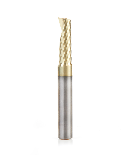 51377-Z Solid Carbide CNC Spiral O Flute Aluminum Cutting 1/4 Dia x 3/4 x 1/4 Shank Up Cut ZrN Coated Router Bit
