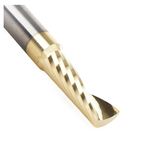 51377-Z Solid Carbide CNC Spiral O Flute Aluminum Cutting 1/4 Dia x 3/4 x 1/4 Shank Up Cut ZrN Coated Router Bit