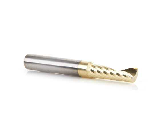 51377-Z Solid Carbide CNC Spiral O Flute Aluminum Cutting 1/4 Dia x 3/4 x 1/4 Shank Up Cut ZrN Coated Router Bit