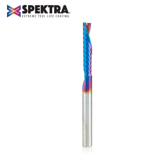51507-K Solid Carbide CNC Spektra™ Extreme Tool Life Coated Spiral O Flute Plastic Cutting 1/4 Dia x 1-1/4 x 1/4 Inch Shank Down Cut Router Bit