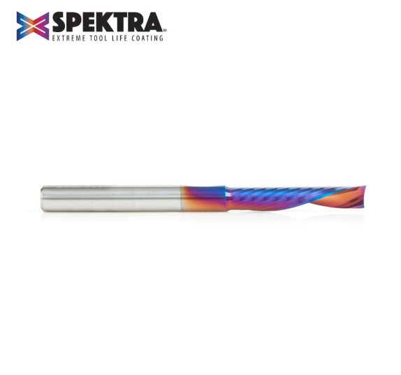 51507-K Solid Carbide CNC Spektra™ Extreme Tool Life Coated Spiral O Flute Plastic Cutting 1/4 Dia x 1-1/4 x 1/4 Inch Shank Down Cut Router Bit