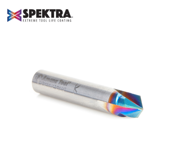 45626-K Solid Carbide V-Groove 90 Deg x 1/4 Dia x 1/8 x 1/4 Inch Shank Spektra™ Extreme Tool Life Coated Router Bit