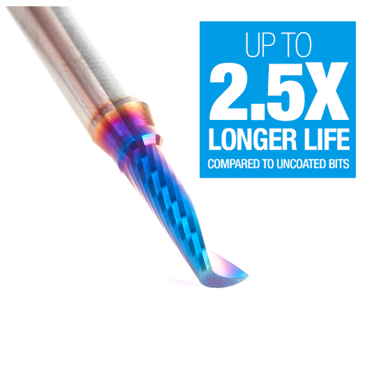 51417-K Solid Carbide CNC Spektra™ Extreme Tool Life Coated Spiral O Single Flute Plastic Cutting 3/16 Dia x 5/8 x 1/4 Shank x 2 Inch Long Up Cut Router Bit