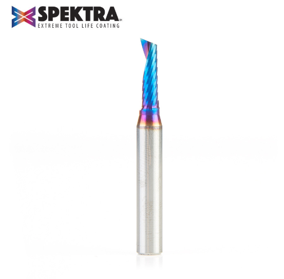 51417-K Solid Carbide CNC Spektra™ Extreme Tool Life Coated Spiral O Single Flute Plastic Cutting 3/16 Dia x 5/8 x 1/4 Shank x 2 Inch Long Up Cut Router Bit