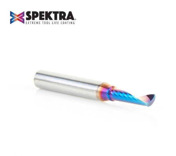 51417-K Solid Carbide CNC Spektra™ Extreme Tool Life Coated Spiral O Single Flute Plastic Cutting 3/16 Dia x 5/8 x 1/4 Shank x 2 Inch Long Up Cut Router Bit