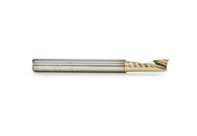 51480-Z Solid Carbide CNC Spiral O Flute Aluminum Cutting 1/4 Dia x 3/4 x 1/4 Shank Up Cut ZrN Coated Router Bit