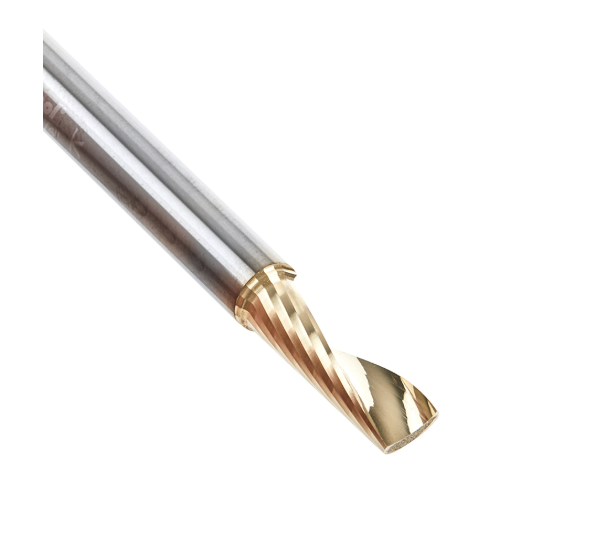 51480-Z Solid Carbide CNC Spiral O Flute Aluminum Cutting 1/4 Dia x 3/4 x 1/4 Shank Up Cut ZrN Coated Router Bit