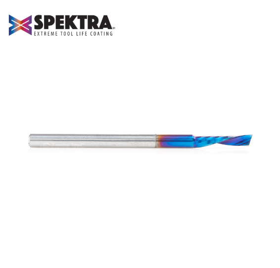 51510-K Solid Carbide CNC Spektra™ Extreme Tool Life Coated Spiral O Flute Plastic Cutting 1/8 Dia x 1/2 x 1/8 Shank Down Cut Design Router Bit