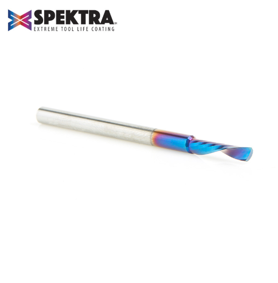 51510-K Solid Carbide CNC Spektra™ Extreme Tool Life Coated Spiral O Flute Plastic Cutting 1/8 Dia x 1/2 x 1/8 Shank Down Cut Design Router Bit