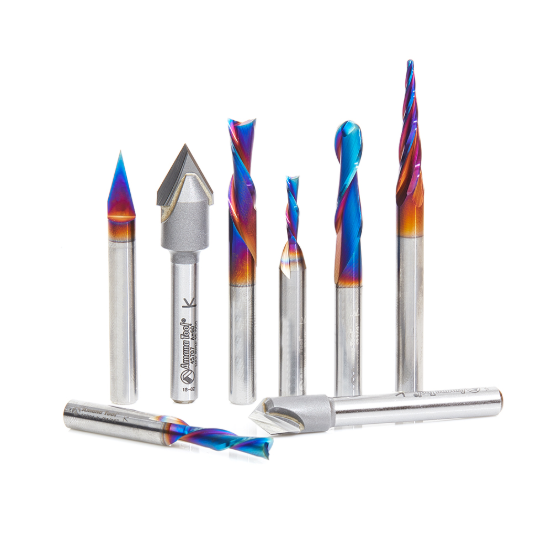 AMS-174 8 Pc General Purpose CNC Router Bit Collection Iii 1/4 Inch Shank