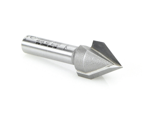 45705 Carbide Tipped V-Groove 60 Deg x 1/2 Dia x 7/16 x 1/4 Inch Shank