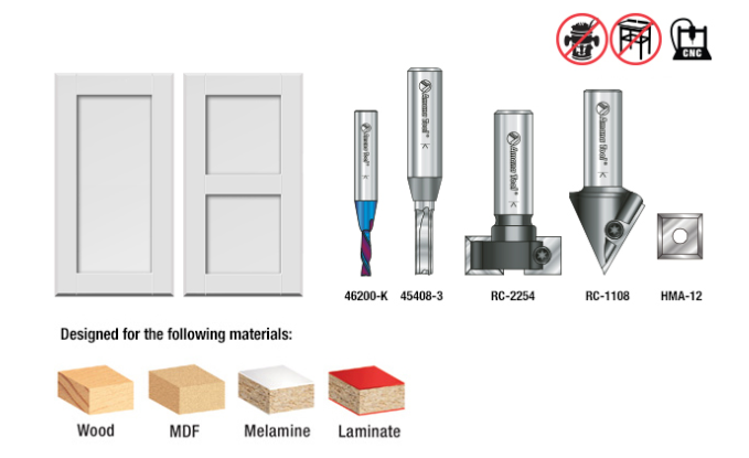 AMS-262 4 Pc CNC Simulated MDF Shaker Door Set