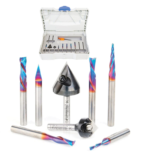 AMS-257 8 Pc CNC General Purpose Router Bit Set 1/4 Inch Shank
