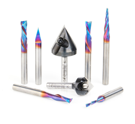 AMS-257 8 Pc CNC General Purpose Router Bit Set 1/4 Inch Shank
