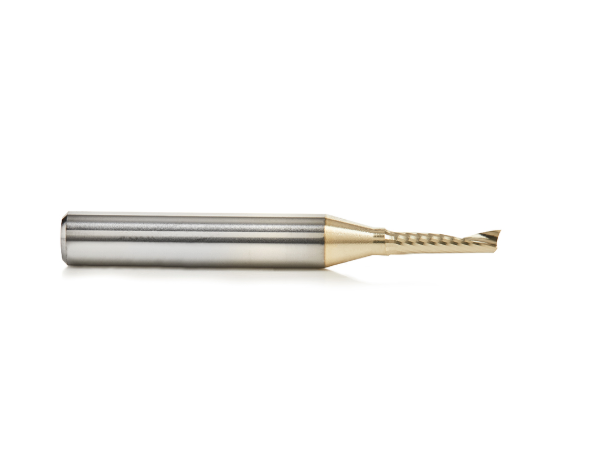 51454-Z Solid Carbide CNC Spiral O Flute Aluminum Cutting 1/8 Dia x 1/2 x 1/4 Shank Up Cut ZrN Coated Router Bit