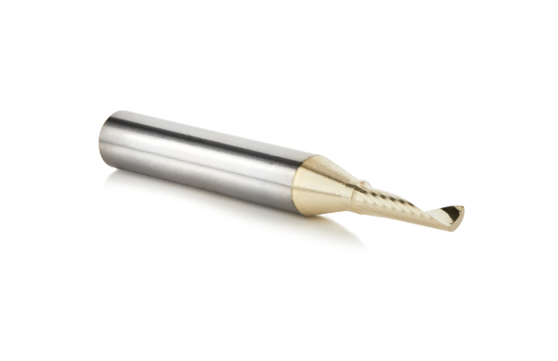 51454-Z Solid Carbide CNC Spiral O Flute Aluminum Cutting 1/8 Dia x 1/2 x 1/4 Shank Up Cut ZrN Coated Router Bit