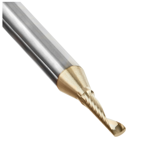 51454-Z Solid Carbide CNC Spiral O Flute Aluminum Cutting 1/8 Dia x 1/2 x 1/4 Shank Up Cut ZrN Coated Router Bit