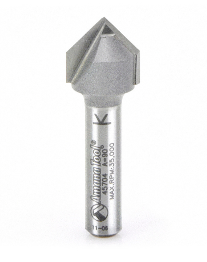 45704 Carbide Tipped V-Groove 90 Deg x 1/2 Dia x 1/4 x 1/4 Inch Shank