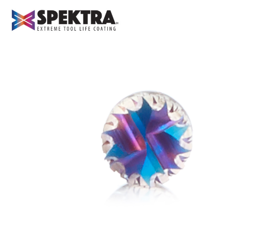 46260-K Solid Carbide CNC Spektra™ Extreme Tool Life Coated Spiral Carbon Graphite Carbon Fiber Panel Cutting 1/8 Dia x 1/2 x 1/8 Shank x 2 Inch Long Down Cut Router Bit