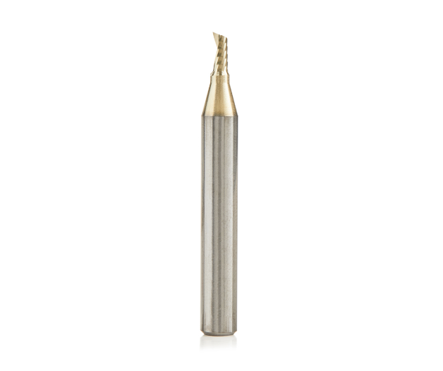 51474-Z Solid Carbide CNC Spiral O Flute Aluminum Cutting 1/8 Dia x 1/4 x 1/4 Shank Up Cut ZrN Coated Router Bit