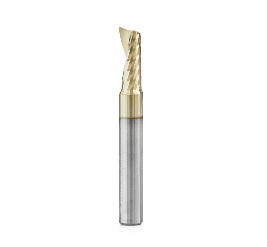 51402-Z Solid Carbide CNC Spiral O Flute Aluminum Cutting 1/4 Dia x 5/8 x 1/4 Shank Up Cut ZrN Coated Router Bit