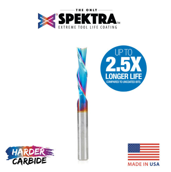 46415-K Solid Carbide Spektra™ Extreme Tool Life Coated Spiral Plunge 1/4 Dia x 1 x 1/4 Inch Shank