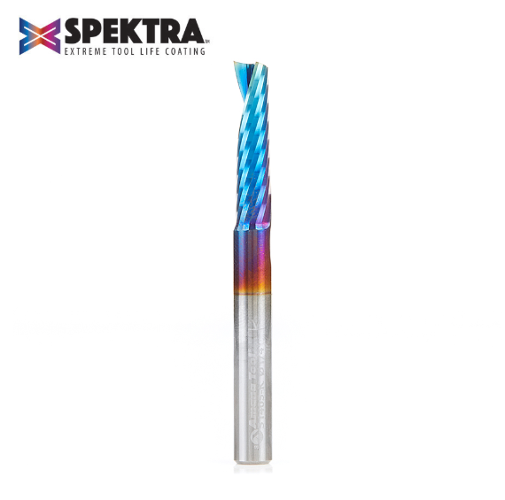 51405-K Solid Carbide CNC Spektra™ Extreme Tool Life Coated Spiral O Flute Plastic Cutting 1/4 Dia x 1 x 1/4 Inch Shank Up Cut Router Bit