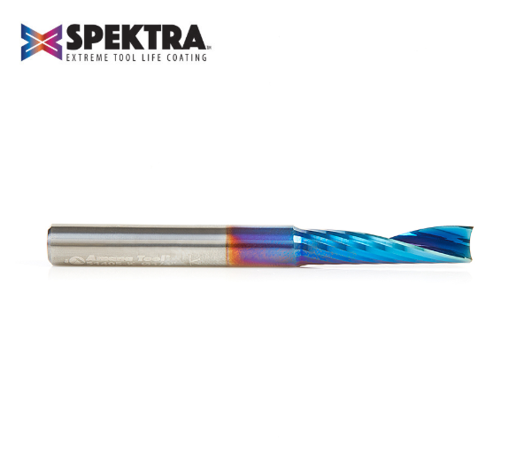 51405-K Solid Carbide CNC Spektra™ Extreme Tool Life Coated Spiral O Flute Plastic Cutting 1/4 Dia x 1 x 1/4 Inch Shank Up Cut Router Bit