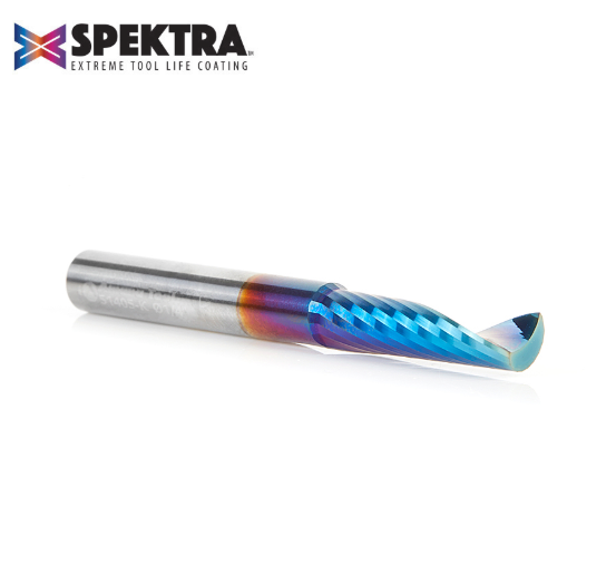 51405-K Solid Carbide CNC Spektra™ Extreme Tool Life Coated Spiral O Flute Plastic Cutting 1/4 Dia x 1 x 1/4 Inch Shank Up Cut Router Bit