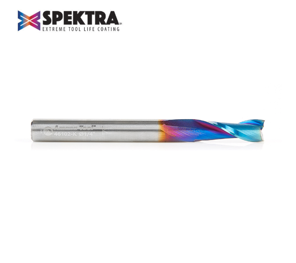 46102-K Solid Carbide Spektra™ Coated Spiral Plunge 1/4 Dia x 3/4 x 1/4 Shank Up Cut