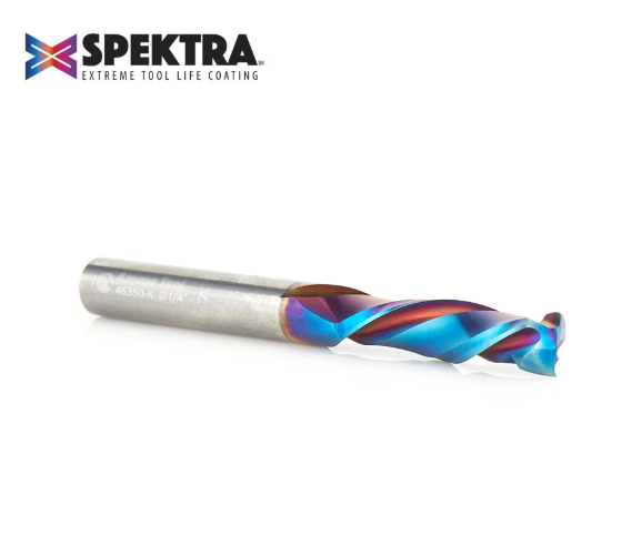 46350-K CNC Solid Carbide Spektra™ Extreme Tool Life Coated Mortise Compression Spiral 1/4 Dia x 1 Inch x 1/4 Shank