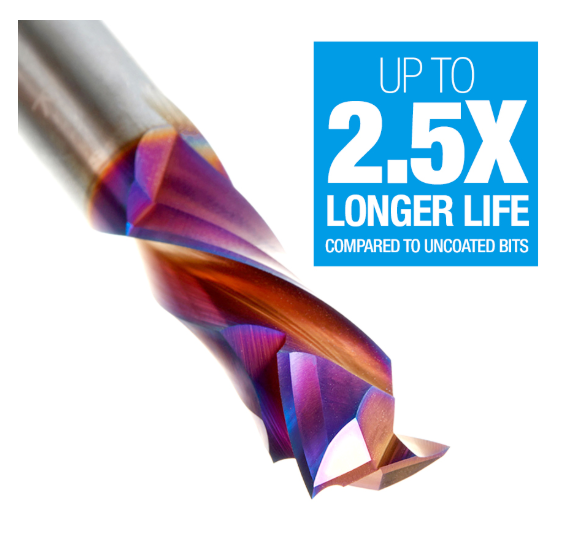 46188-K CNC Solid Carbide Spektra™ Extreme Tool Life Coated Compression Spiral 1/2 Dia x 1-1/4 x 1/2 Inch Shank
